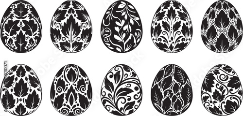 Set of black and white Easter egg designs collection
