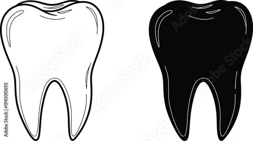 Comparison of healthy and decayed tooth illustrations