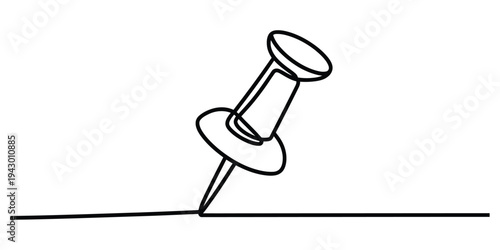 Minimalist One Line Drawing of a Push Pin Office Supply