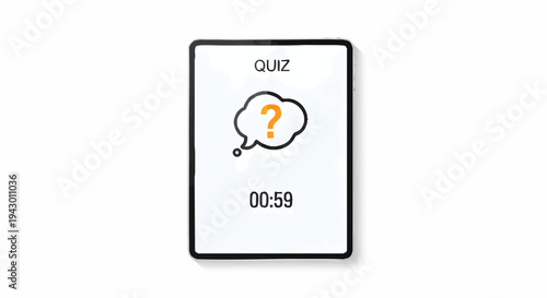 Quiz timer on mobile phone screen with question mark