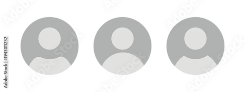 Set of three round placeholder headshot avatar, user profile vector icons. vector illustration.