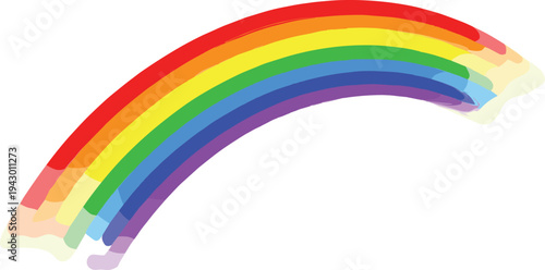 A vibrant hand drawn rainbow vector illustration with colorful brush strokes isolated on white background for nursery art, children's decor, and creative projects.