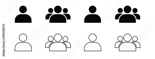 Set of user profile login icon set. Simple design element set - icons for single users and group teamwork. group profile signs.vector illustration