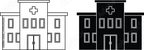 Medical building architecture line drawings