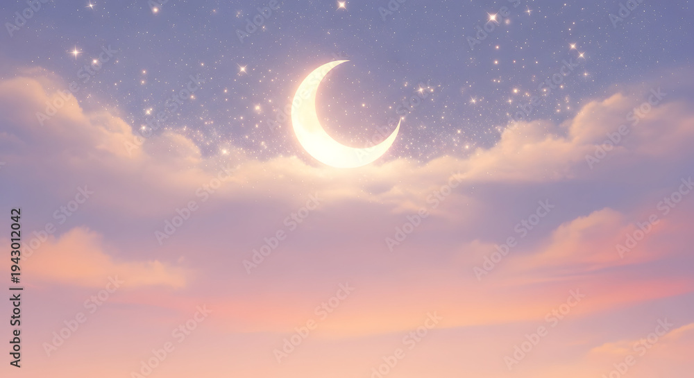 Fototapeta premium Crescent moon in cloud