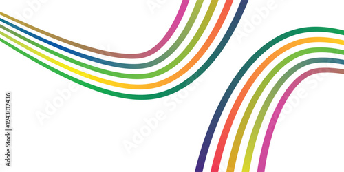 Abstract Color Line Pattern. Rainbow Linear Wave with Perspective. Curve Sport Dynamic Graphic. Geometric Background with Concept of Speed, Growth and Modern Sport
