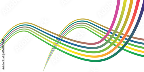 Abstract Color Line Pattern. Rainbow Linear Wave with Perspective. Curve Sport Dynamic Graphic. Geometric Background with Concept of Speed, Growth and Modern Sport
