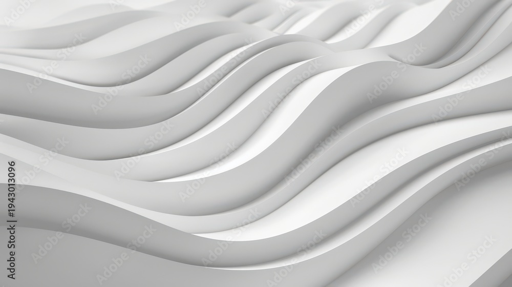 Obraz premium This abstract white wave design background features a series of smooth, flowing lines that create a dynamic and modern aesthetic.