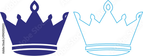 Royal crown illustrations in blue and white