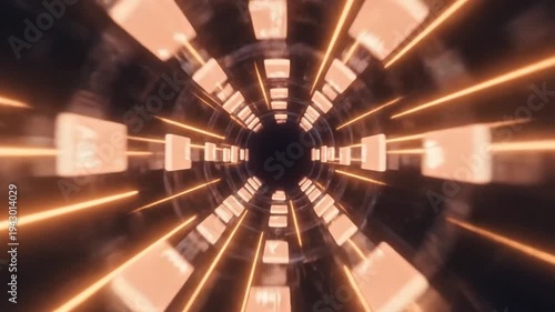 Futuristic Tunnel with Glowing Lights - A Sci-Fi Journey.