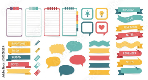 Collection of planner stickers and stationery elements for organization.