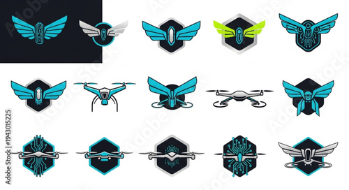 Collection of Drone and Winged Emblem Logos.