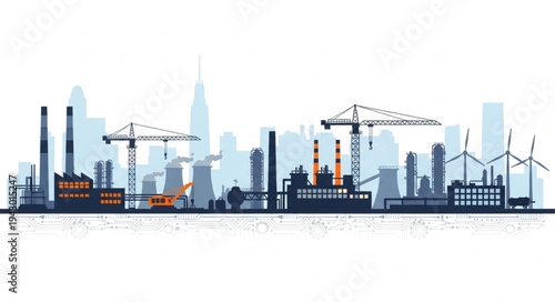 Industrial Landscape with Factory Buildings.