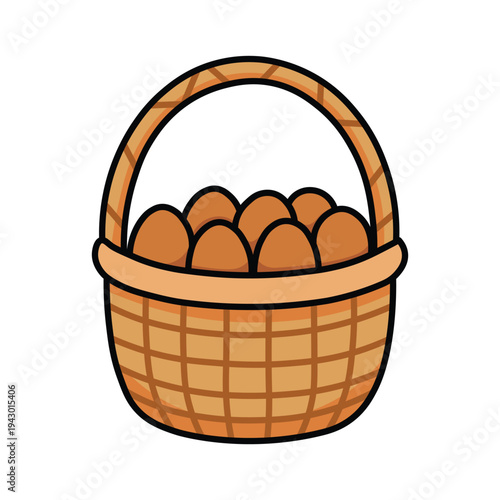 Traditional Wicker Basket Used for Storage Shopping and Harvest Illustration