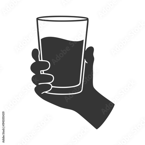 水の入ったグラスを持つ手のシルエットアイコン
