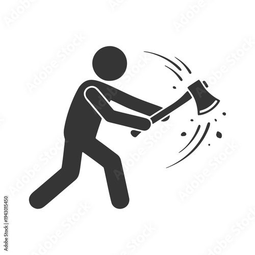 斧を振るう人物のシルエットアイコン