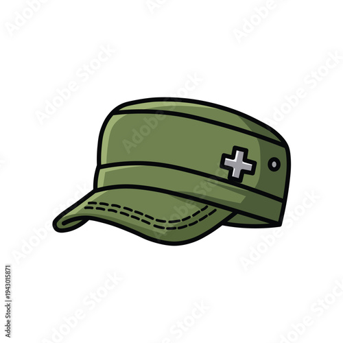 Military Army Cap Cartoon Vector Illustration