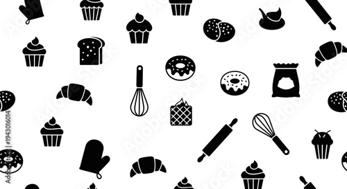 Baking Icons and Symbols in Black.