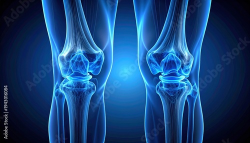 3D Xray Rendering of Human Knee Joint Highlighting Orthopedic Pain Area
