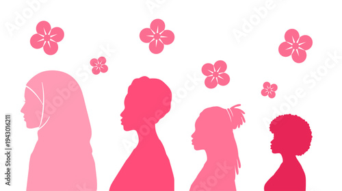 Population and society with different people. Women Communication crowd of families and multiethnic people and different cultures.Sociology.Crowding and density of people.Silhouette profile