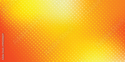 yellow abstract background. Bright orange halftone comic background with a dotted gradient pattern. Retro pop art style texture with vibrant yellow tones.