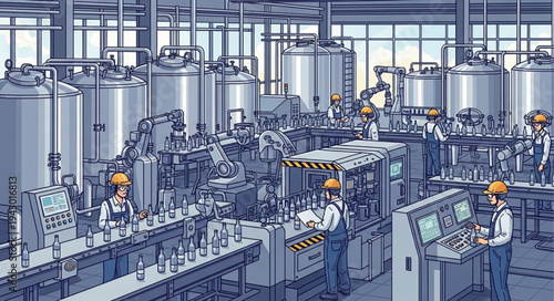 Industrial Factory Workers in Production.