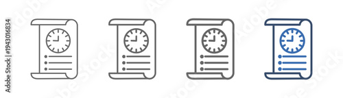 
outline icon set time tracking with document and time design