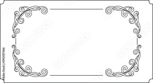 Vintage ornamental frame, elegant flourish border, decorative filigree corners, classic invitation template, retro decorative frame illustration