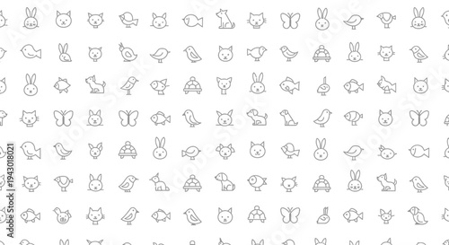 Collection of Various Simple Animal Icons.