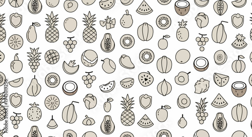 Various Hand Drawn Fruits and Vegetables.