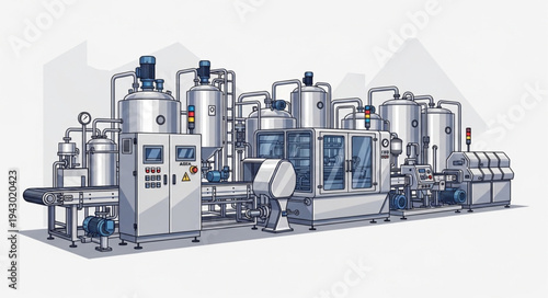 Industrial Machinery Factory Equipment Illustration.