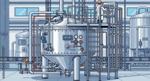 Industrial Machinery Factory Equipment Illustration.