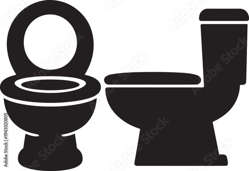 Toilet bowl and potty collection for restroom navigation, sanitation and hygiene areas