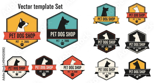 Collection of Pet Dog Shop Logos and Badges Vector Template Set.