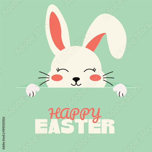 Happy Easter poster. Trendy Easter design with typography, modern minimalist style. Greeting card, website header.