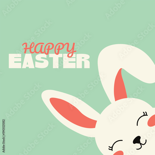Happy Easter poster. Trendy Easter design with typography, modern minimalist style. Greeting card, website header.
