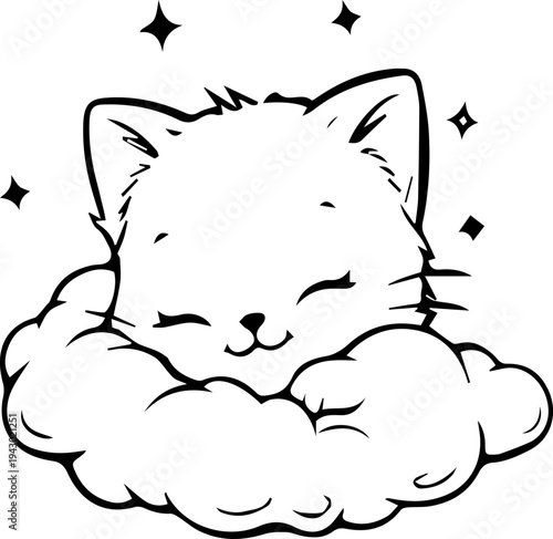 sleeping cute  kitty cat character