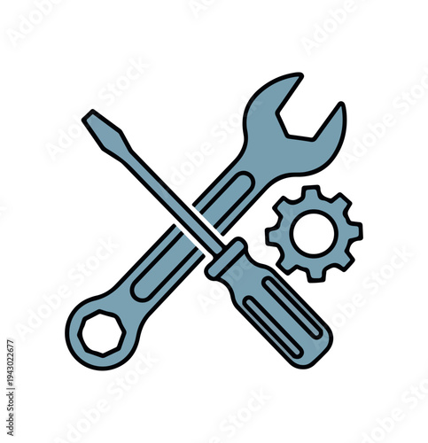 Maintenance Tools Vector Icon – Wrench, Screwdriver, Gear, Repair Service