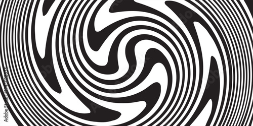 Black and white striped liquid paint effect vector seamless pattern. Wavy psychedelic background of moving liquid. Modern zebra backdrop. Groovy 1970s style.