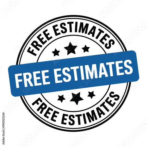 Obraz na plátně A circular badge promoting free estimates with blue and white design