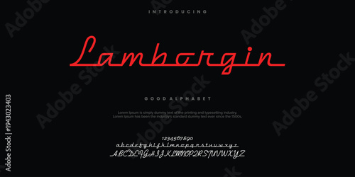 Lamborgin abstract minimal modern alphabet fonts. Typography technology vector illustration