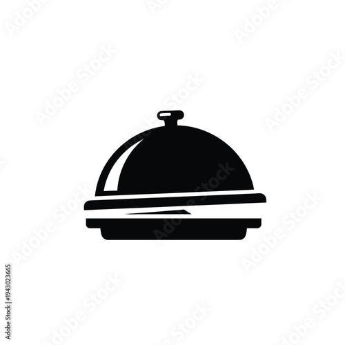 Food Cloche Icon Black and White.