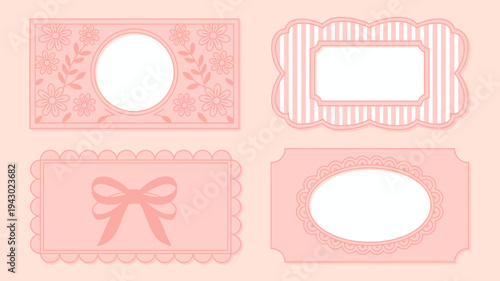 This image showcases four decorative pink frames with floral and ornamental designs perfect for photo or text placement high quality professional detailed modern elegant stylish clean