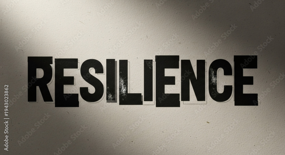 Obraz premium Resilience Concept with Stencil Text on Wall
