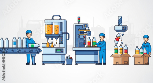 Industrial Manufacturing Process with Workers.