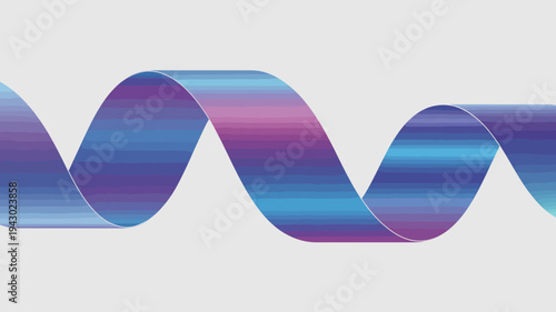 A vibrant abstract graphic depicts a flowing ribbon with a gradient of blue purple and magenta hues against a light background high quality professional detailed modern
