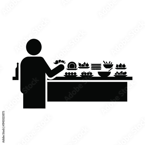 Person at a buffet table serving themselves food.