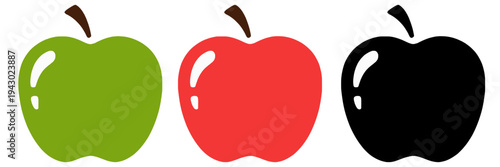 green red and black apple fruit icon set