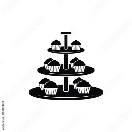 Three tiered cupcake stand silhouette.