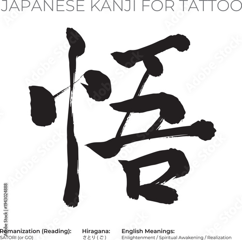 Japanese Kanji "Satori" (Enlightenment) - Zen Concept of Spiritual Awakening - Authentic Calligraphy